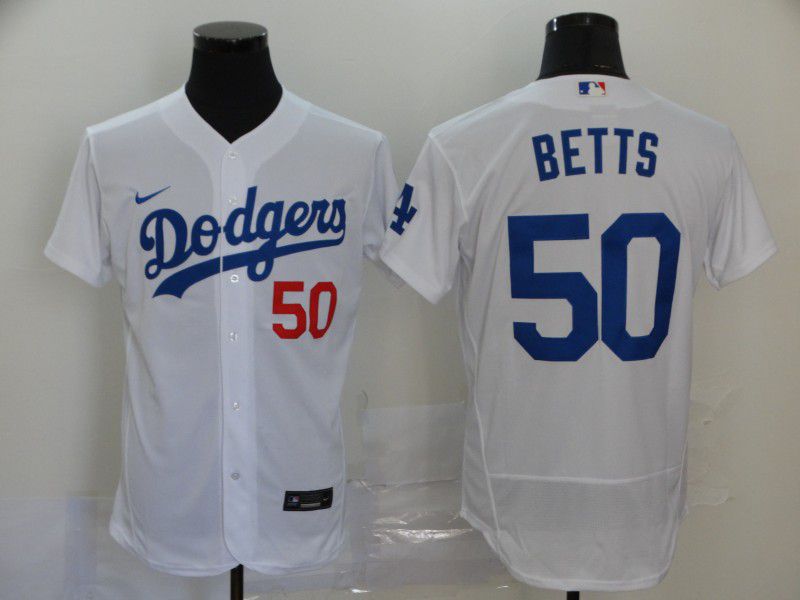 Men Los Angeles Dodgers 50 Betts White Elite Nike Elite MLB Jerseys